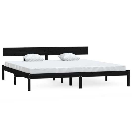 vidaXL Bed Frame | Black | Solid pinewood | Super King | Sturdy | Bed Frame