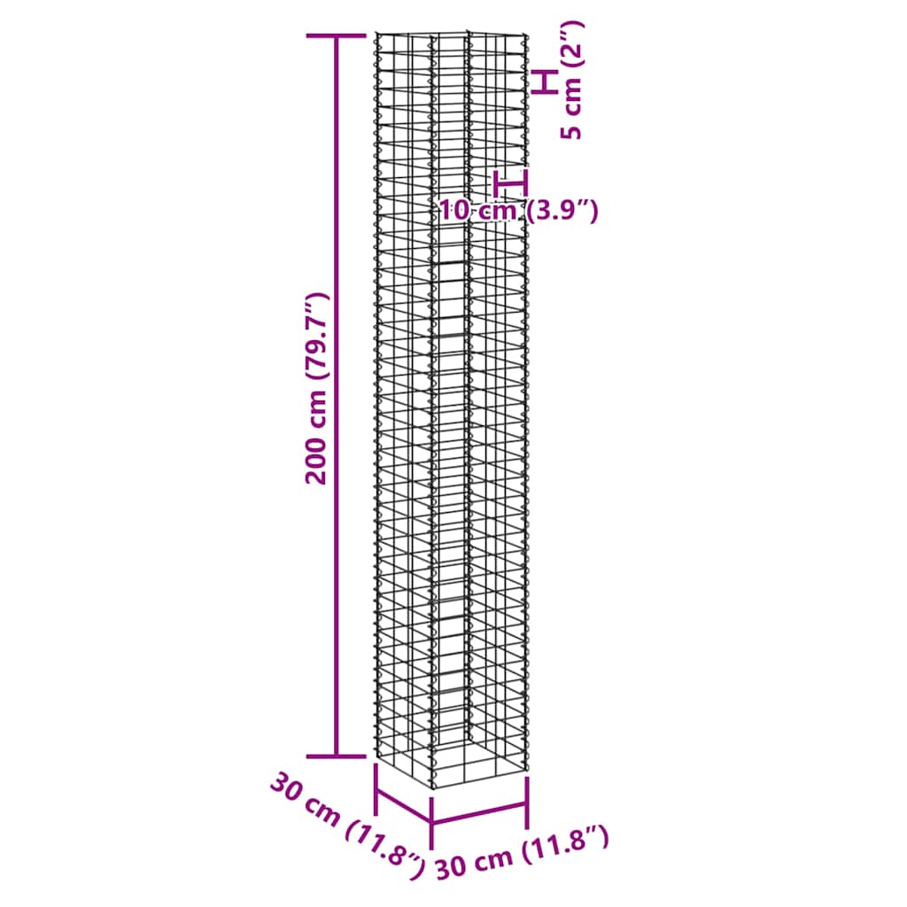 151252 vidaXL Gabion Raised Beds 4 pcs 30x30x50/100/150/200 cm Iron