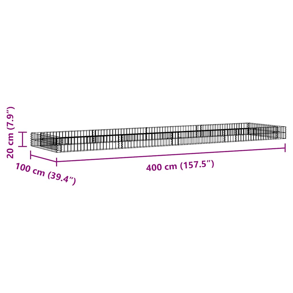 vidaXL Gabion Raised Bed | Silver | Galvanised Steel | Large
