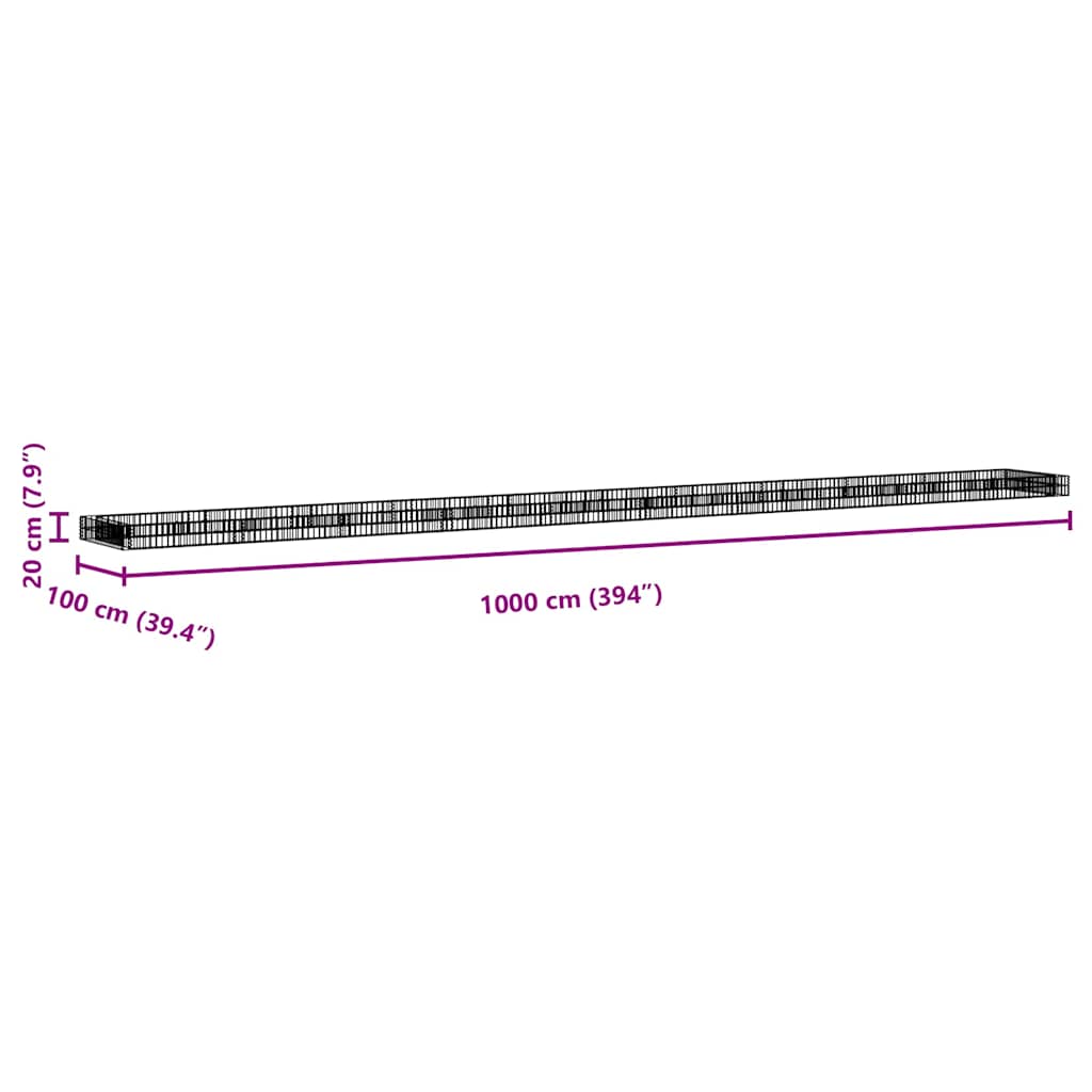 vidaXL Gabion Raised Bed | Silver | Galvanised steel | Extra Long | Durable