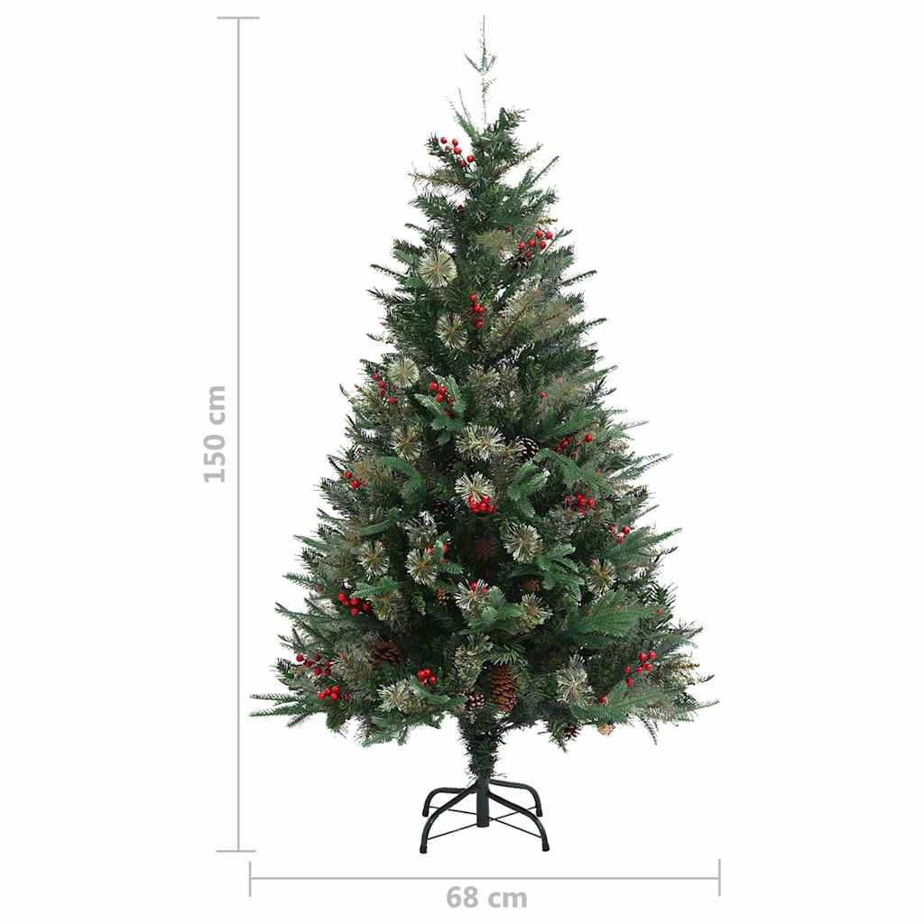 340526 vidaXL Christmas Tree with Pine Cones Green 150 cm PVC&PE