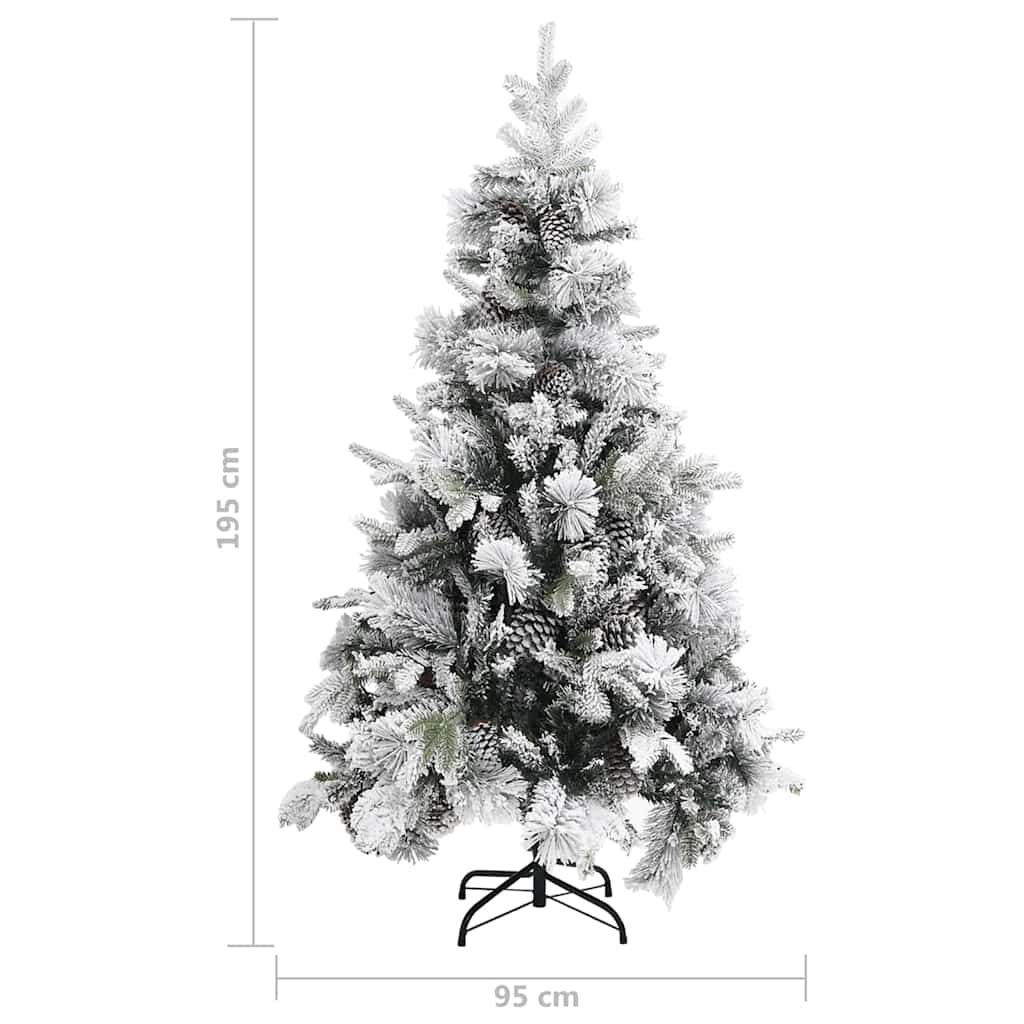 340531 vidaXL Christmas Tree with Flocked Snow&Cones 195 cm PVC&PE
