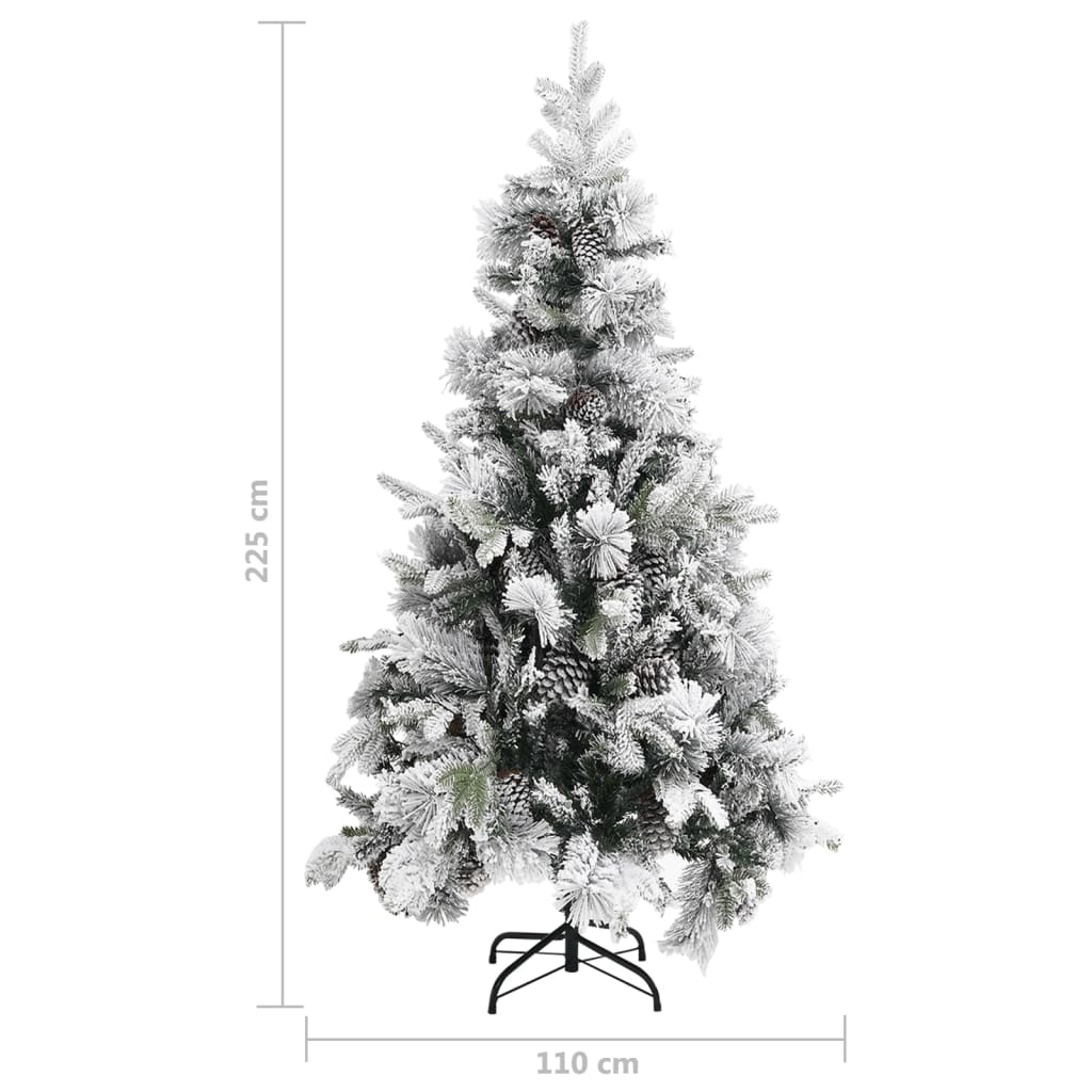 vidaXL Christmas Tree with Flocked Snow&Cones 225 cm PVC&PE