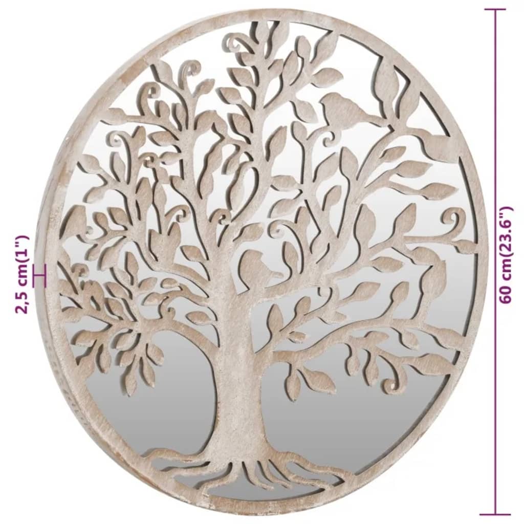 vidaXL Garden Mirror Sand 60x2.5 cm Iron Round for Outdoor Use