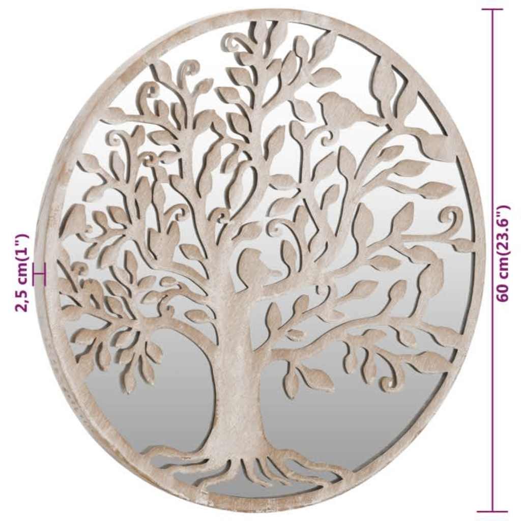 318371 vidaXL Garden Mirror Sand 60x2,5 cm Iron Round for Outdoor Use
