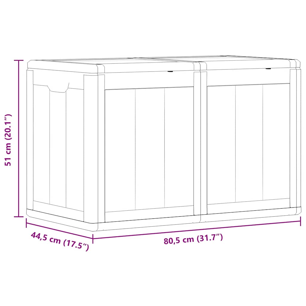 vidaXL Garden Storage Box 180L Brown PP Wood Look