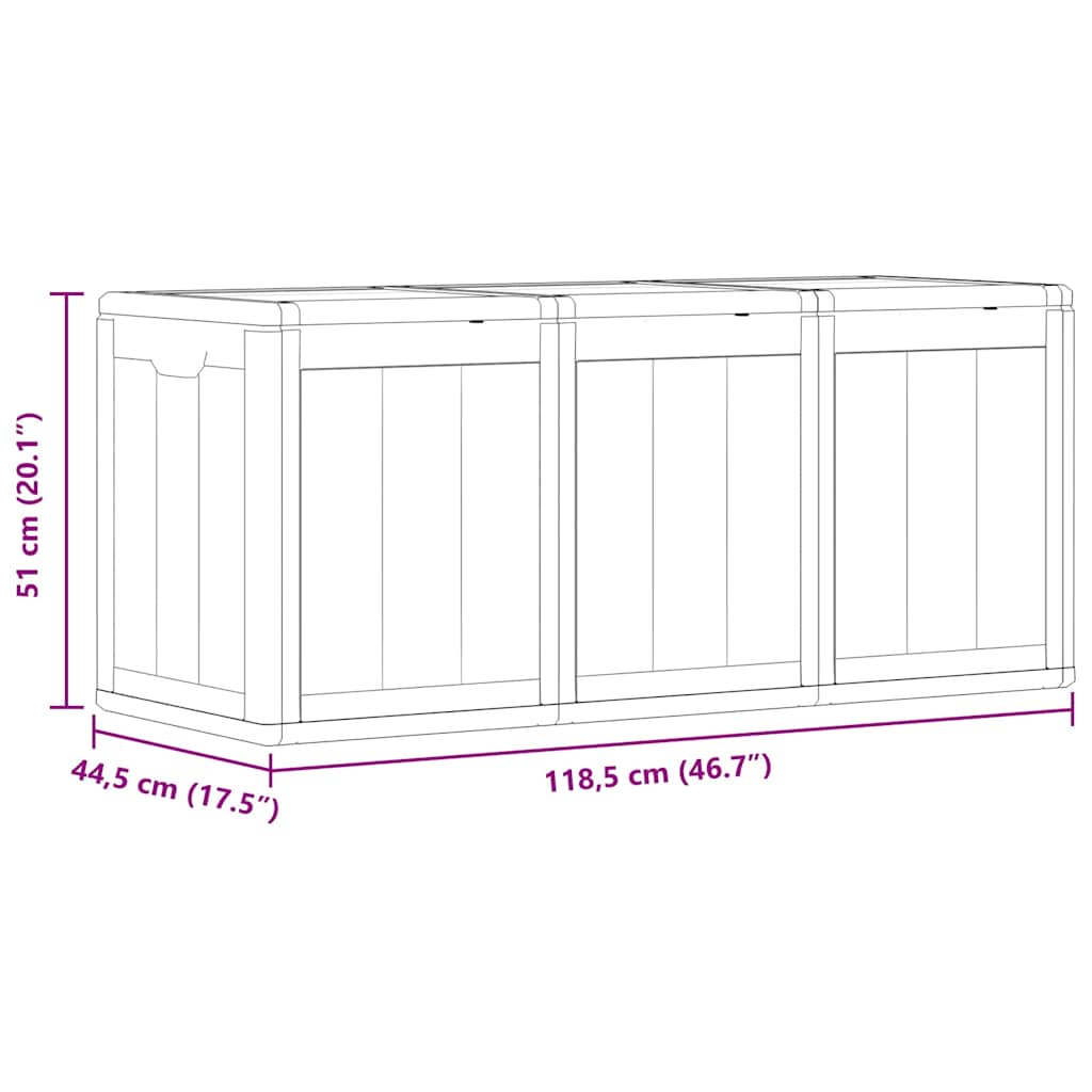 vidaXL Garden Storage Box 270L Brown PP Wood Look