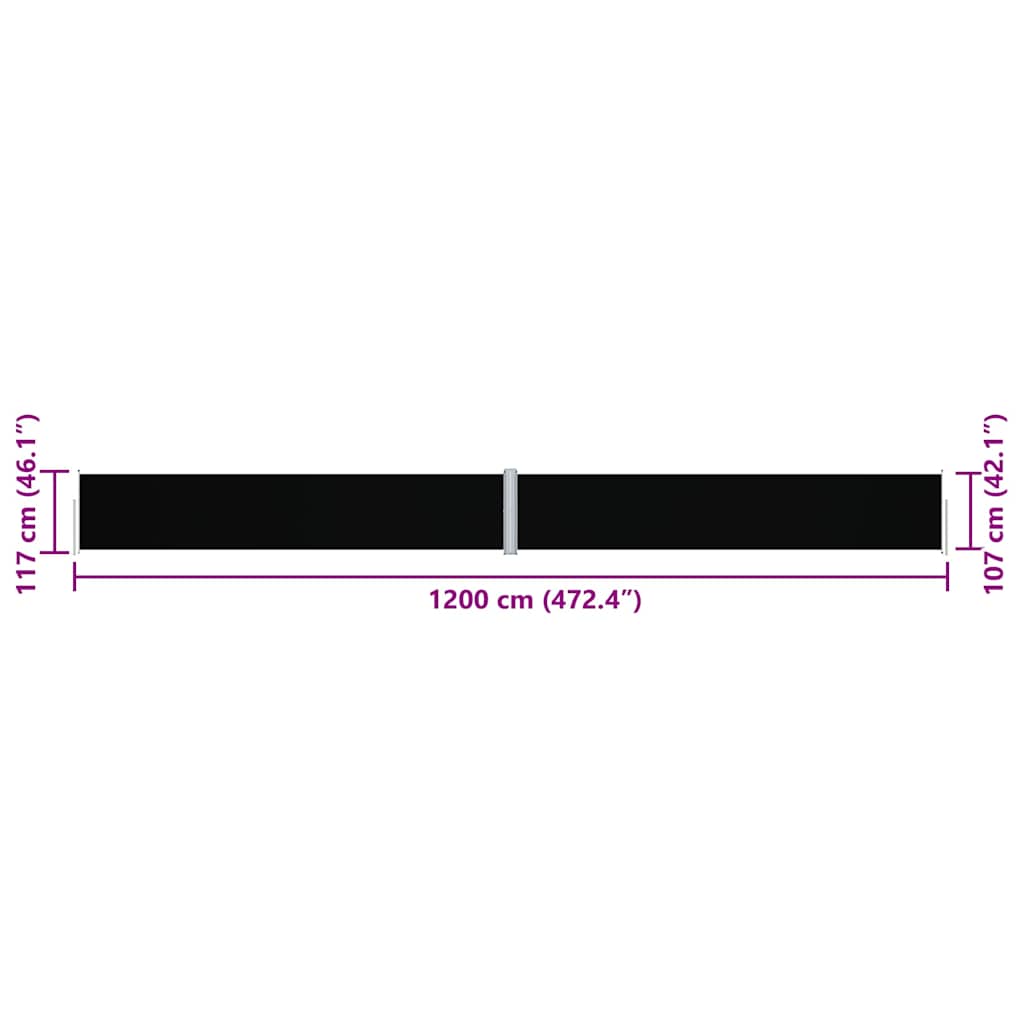 vidaXL Side Awning | Black | Polyester with PU coating, Steel, Aluminium