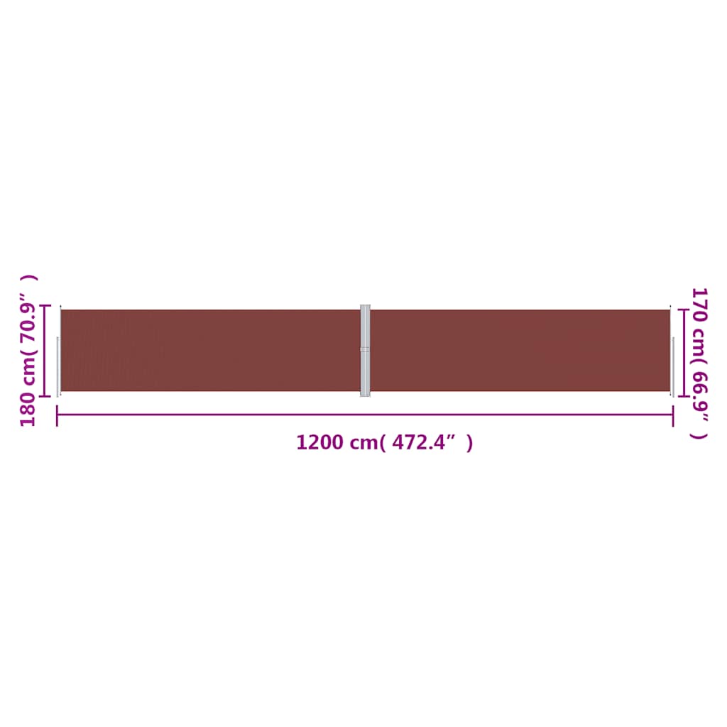 vidaXL Retractable Side Awning Brown 180x1200 cm