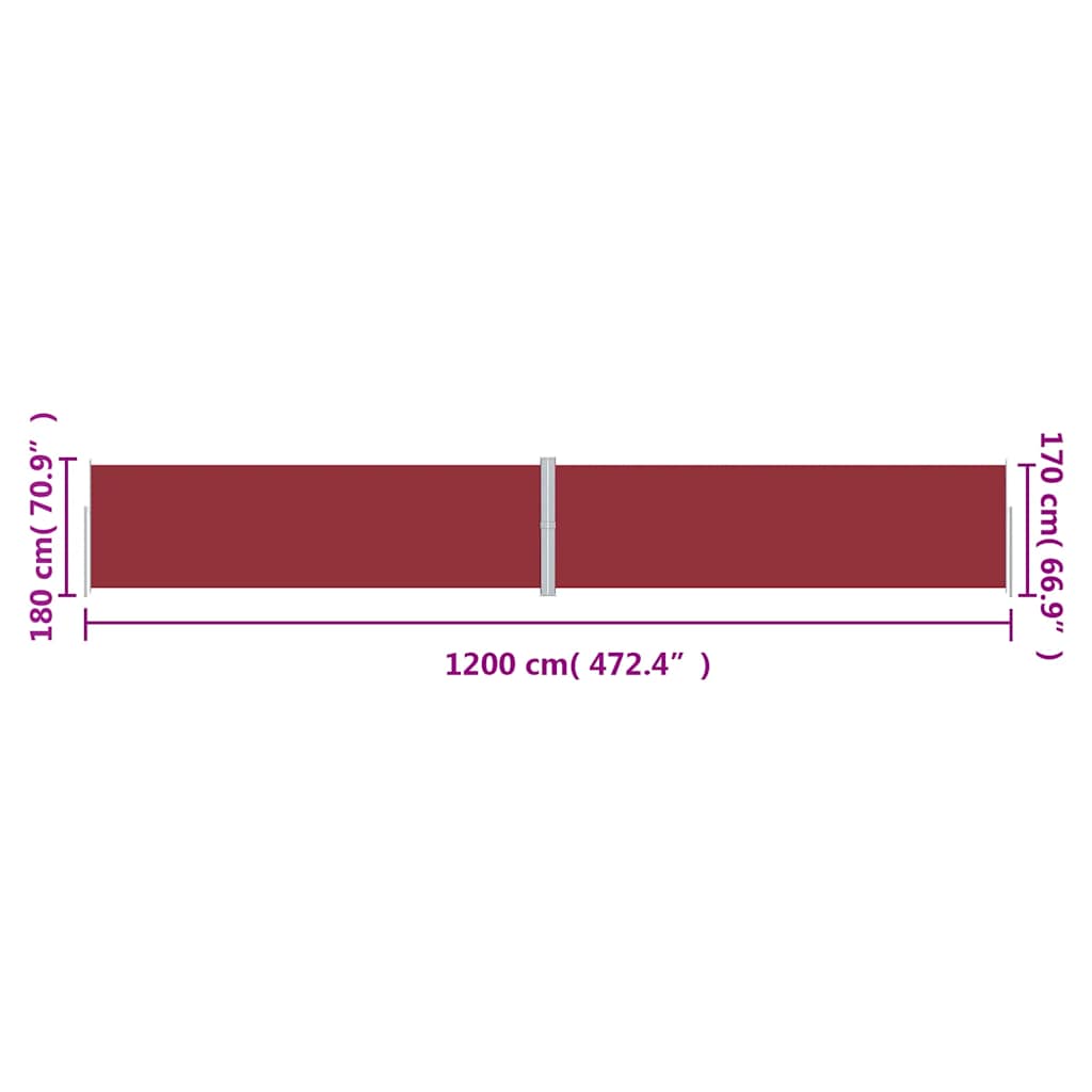 vidaXL Retractable Side Awning Red 180x1200 cm