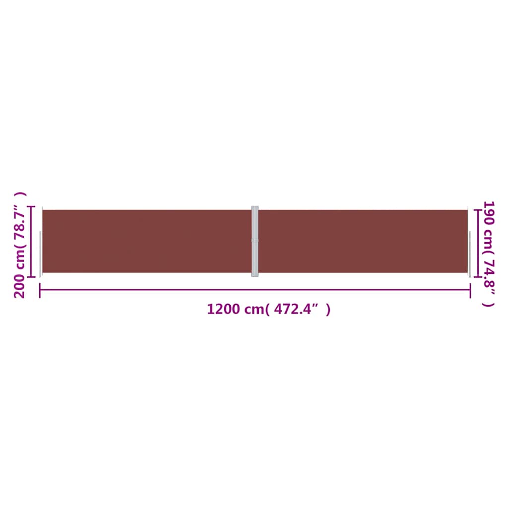 vidaXL Retractable Side Awning Brown 200x1200 cm