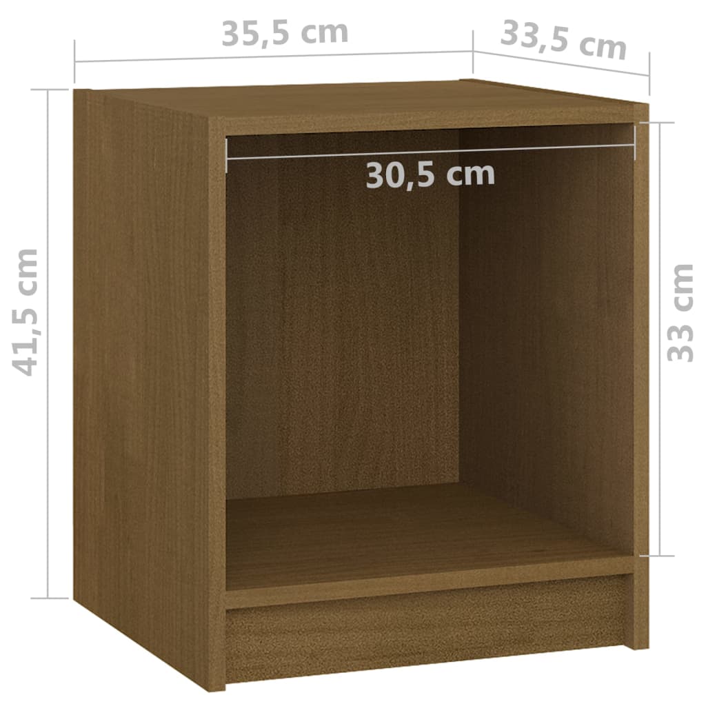 vidaXL Bedside Cabinet Honey Brown 35.5x33.5x41.5 cm Solid Pinewood