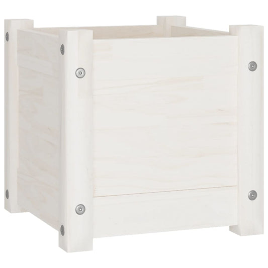 810524 vidaXL Garden Planter White 31x31x31 cm Solid Wood Pine