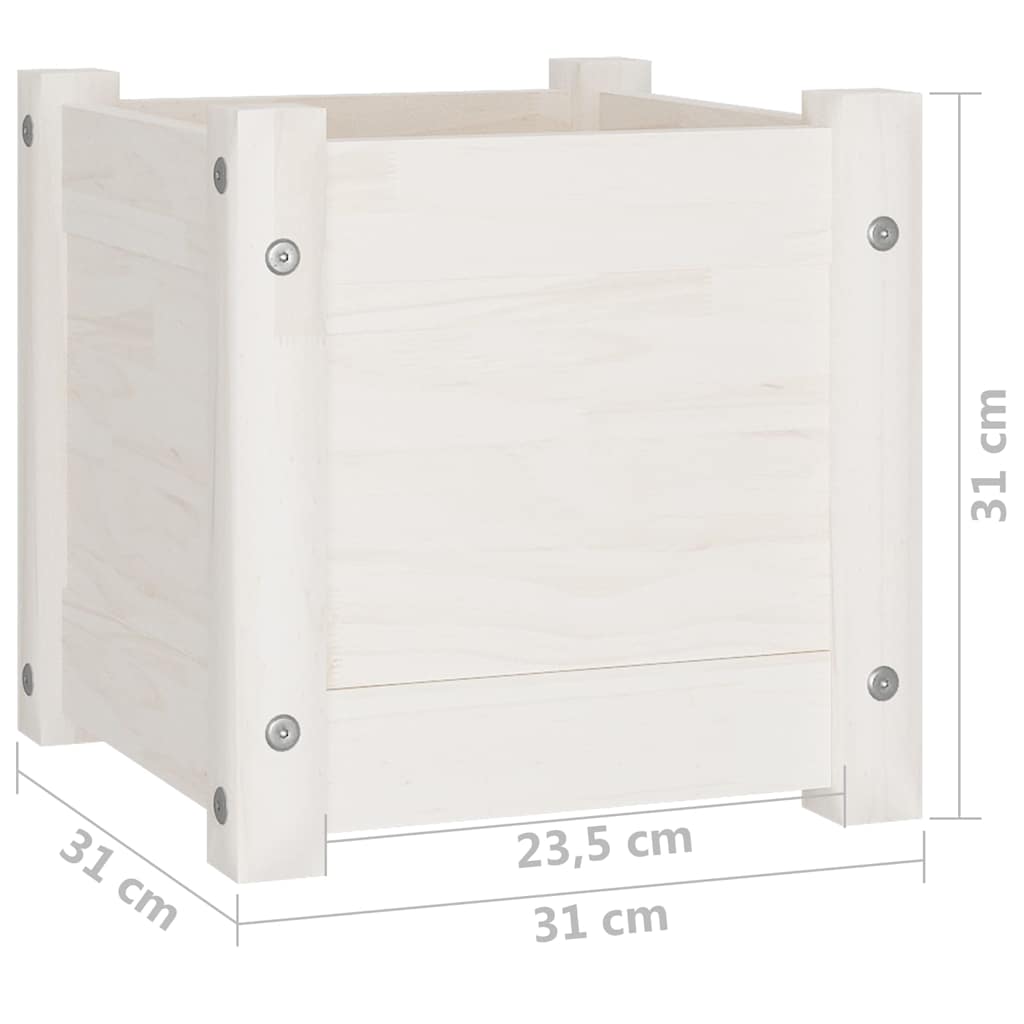 810524 vidaXL Garden Planter White 31x31x31 cm Solid Wood Pine