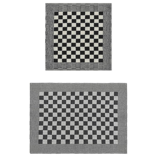 vidaXL 50 Piece Towel Set Black and White Cotton