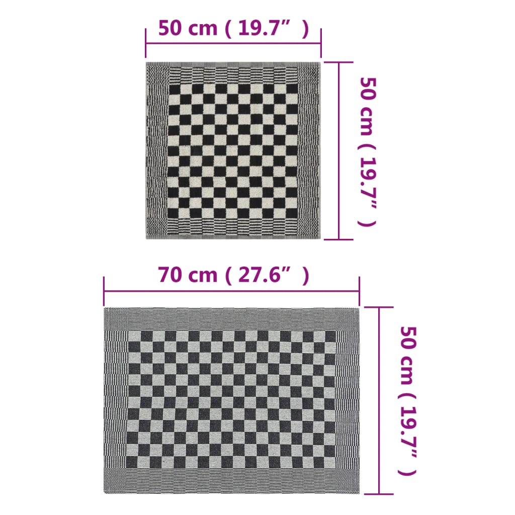 vidaXL 50 Piece Towel Set Black and White Cotton