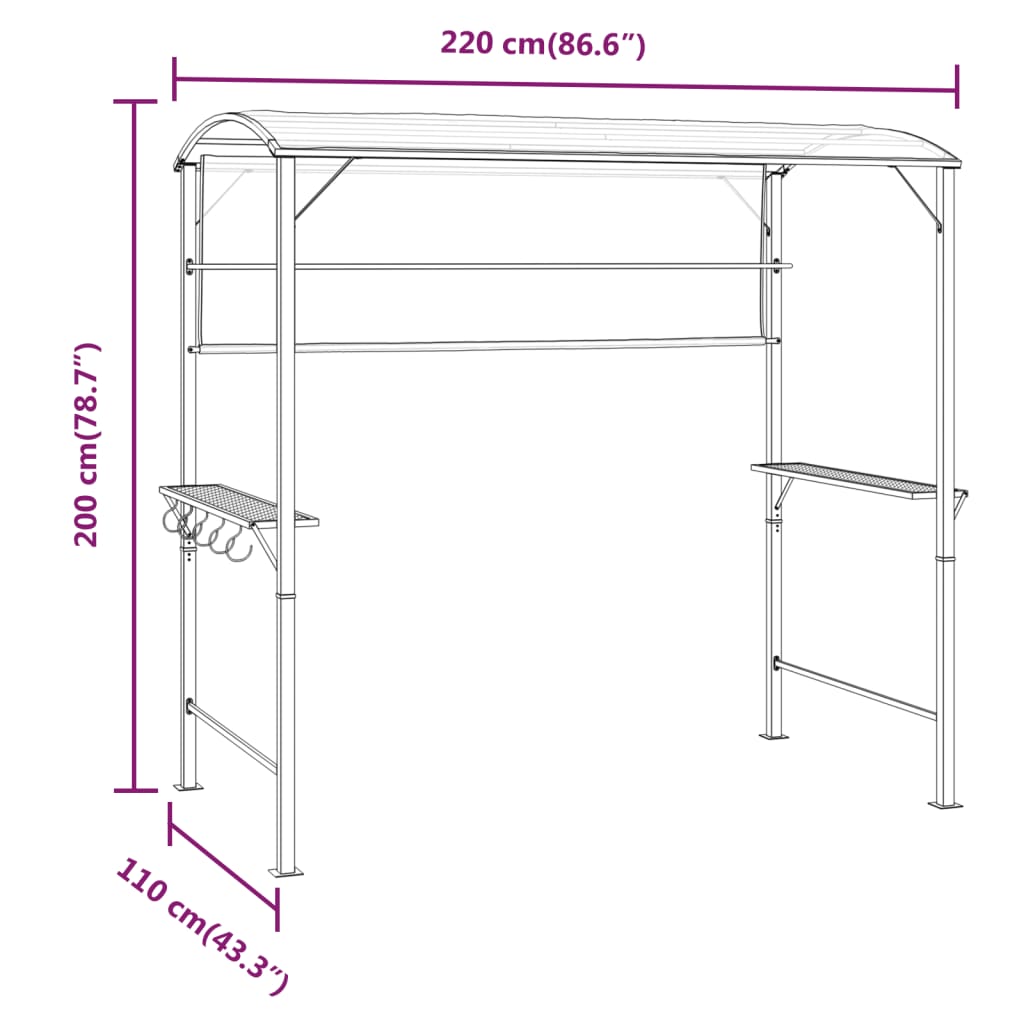 vidaXL Gazebo with Roof 220x110x200 cm Anthracite