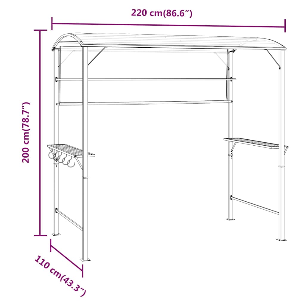 vidaXL Gazebo with Roof 220x110x200 cm Anthracite
