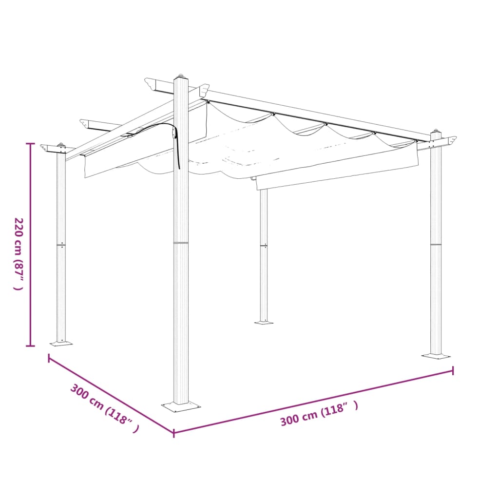 vidaXL Garden Gazebo with Retractable Roof 3x3 m Cream