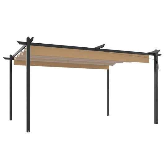 318539 vidaXL Garden Gazebo with Retractable Roof 4x3 m Taupe