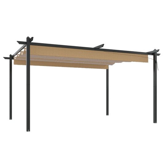 vidaXL Garden Gazebo with Retractable Roof 4x3 m Taupe