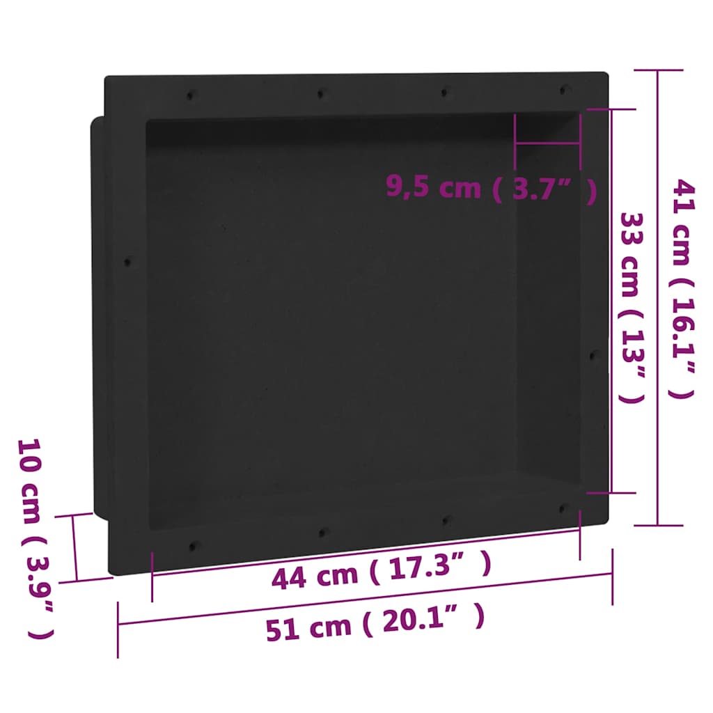 vidaXL Shower Niche Matt Black 41x51x10 cm