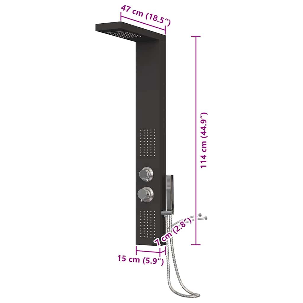 vidaXL Shower Panel System Aluminium Black