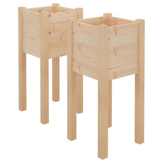 810780 vidaXL Garden Planters 2 pcs 31x31x70 cm Solid Wood Pine