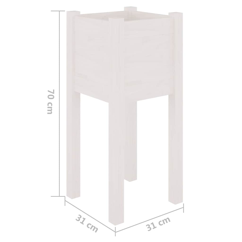 810782 vidaXL Garden Planters 2 pcs White 31x31x70 cm Solid Wood Pine