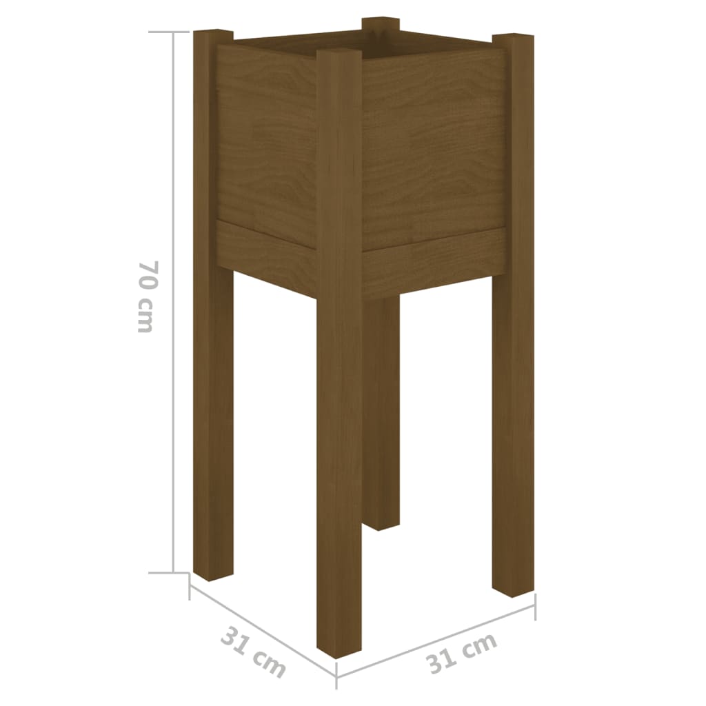 810786 vidaXL Garden Planters 2 pcs Honey Brown 31x31x70 cm Solid Wood Pine
