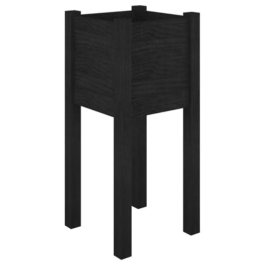 810787 vidaXL Garden Planter Black 31x31x70 cm Solid Wood Pine