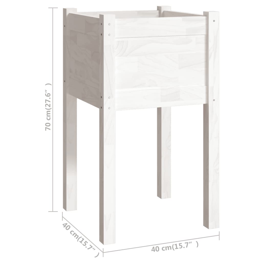 810791 vidaXL Garden Planter White 40x40x70 cm Solid Wood Pine