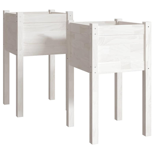 810792 vidaXL Garden Planters 2 pcs White 40x40x70 cm Solid Pinewood