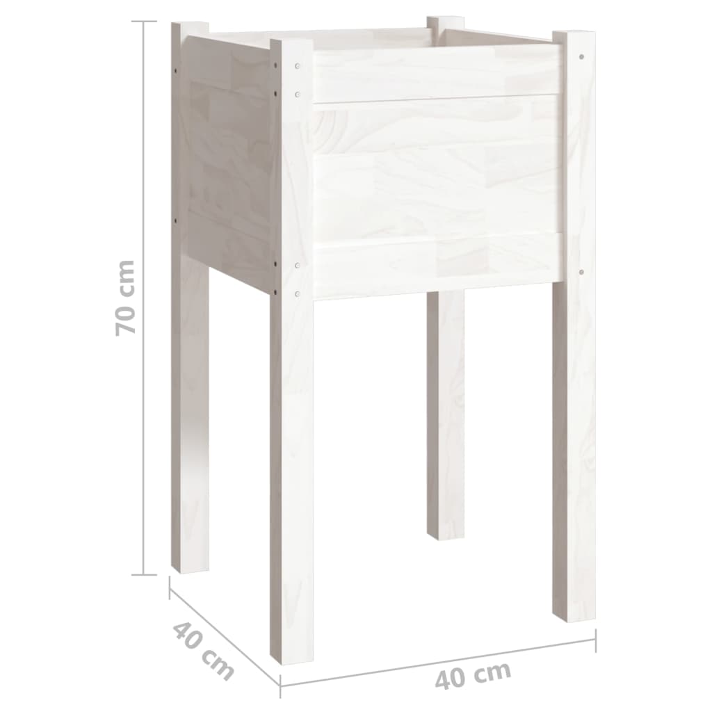 810792 vidaXL Garden Planters 2 pcs White 40x40x70 cm Solid Pinewood