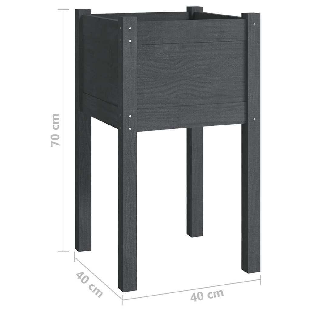 810793 vidaXL Garden Planter Grey 40x40x70 cm Solid Pinewood