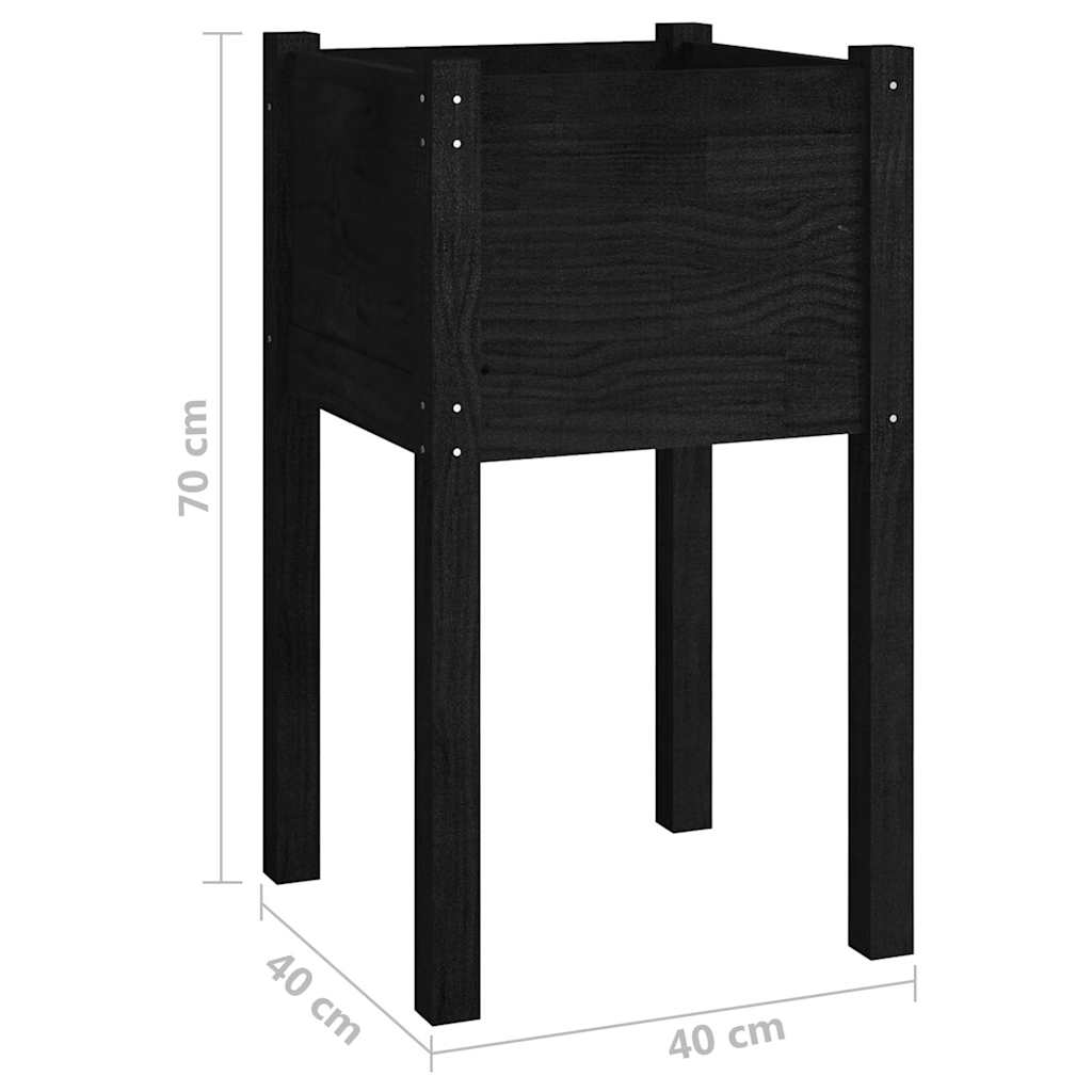 810798 vidaXL Garden Planters 2 pcs Black 40x40x70 cm Solid Pinewood
