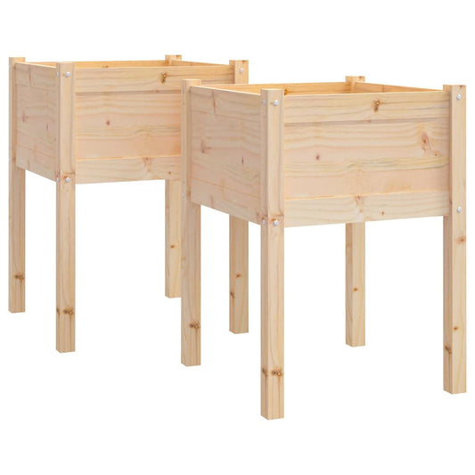 810800 vidaXL Garden Planters 2 pcs 50x50x70 cm Solid Wood Pine