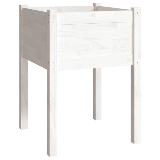 810801 vidaXL Garden Planter White 50x50x70 cm Solid Wood Pine