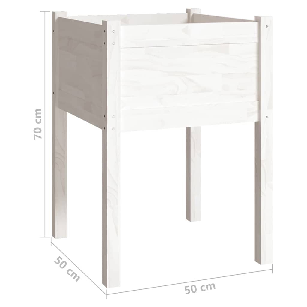 810802 vidaXL Garden Planters 2 pcs White 50x50x70 cm Solid Wood Pine