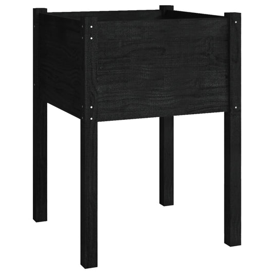 810807 vidaXL Garden Planter Black 50x50x70 cm Solid Wood Pine