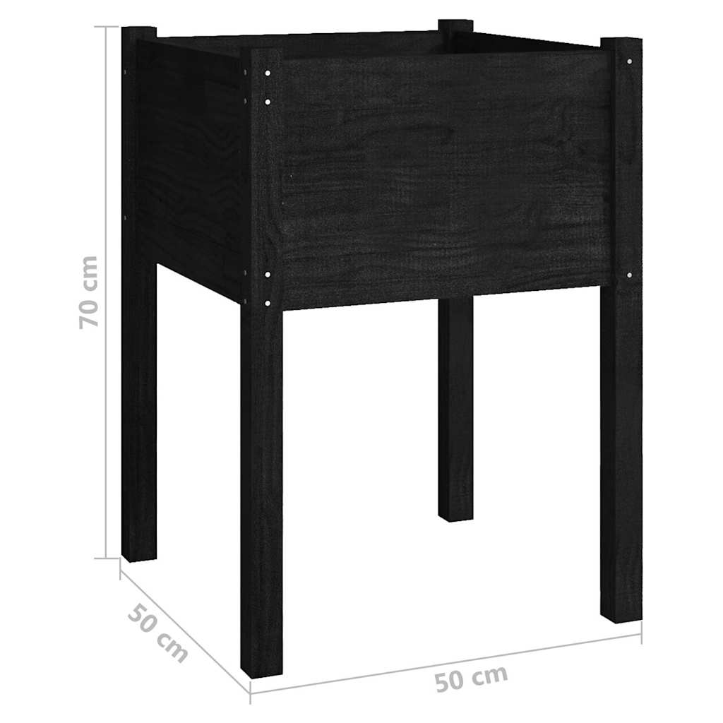 810808 vidaXL Garden Planters 2 pcs Black 50x50x70 cm Solid Wood Pine