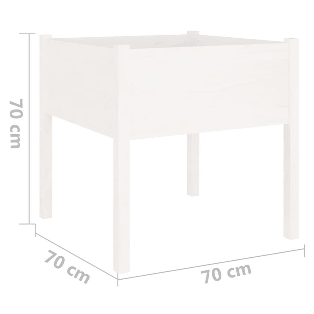vidaXL Garden Planters 2 pcs White 70x70x70 cm Solid Pinewood
