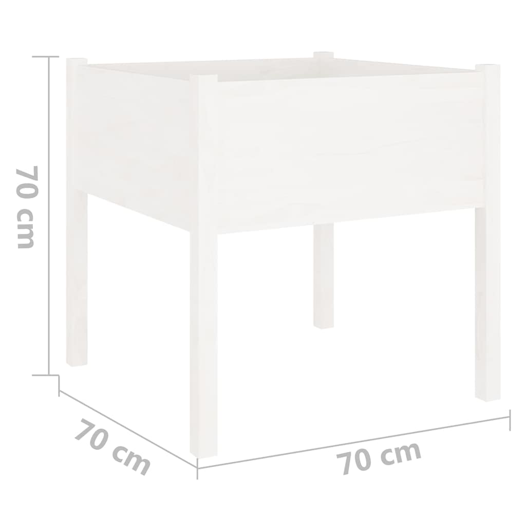 vidaXL Garden Planters 2 pcs White 70x70x70 cm Solid Wood Pine