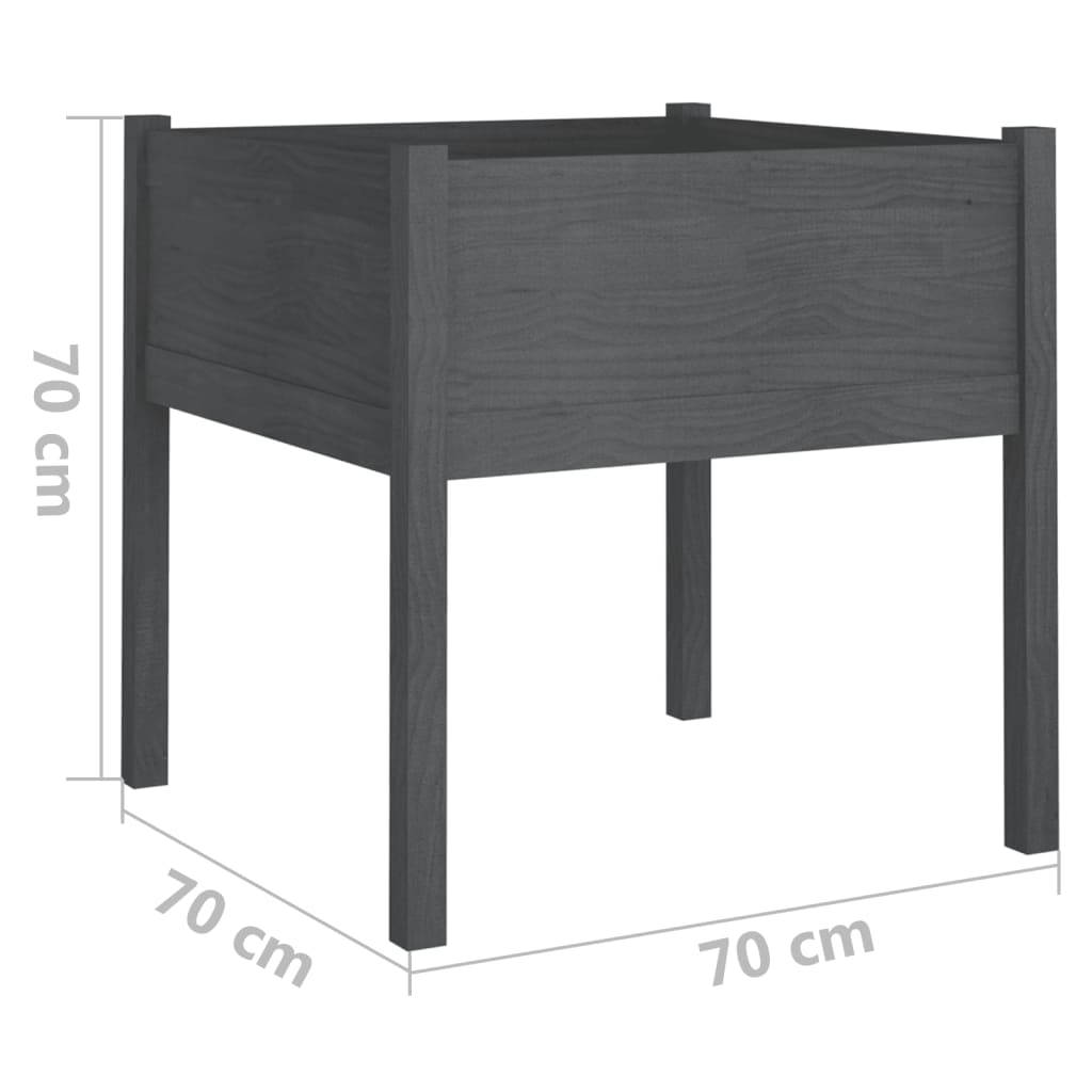 vidaXL Garden Planters 2 pcs Grey 70x70x70 cm Solid Wood Pine