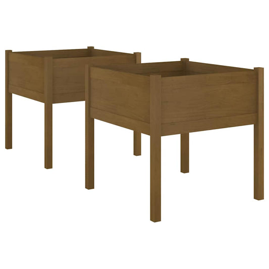 vidaXL Garden Planters 2 pcs Honey Brown 70x70x70 cm Solid Wood Pine
