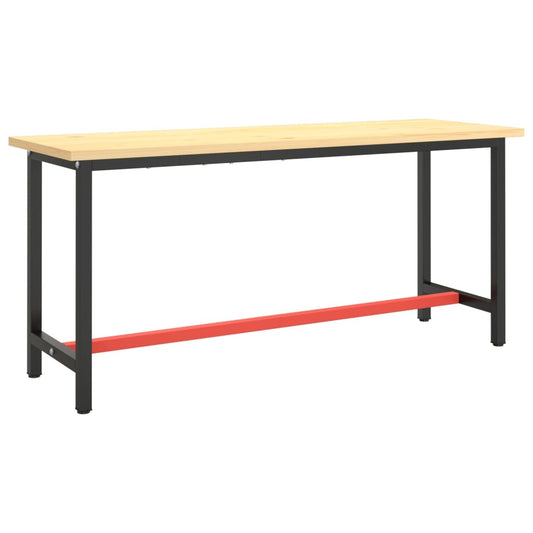 vidaXL Work Bench Frame Matte Black and Matte Red 170x50x79 cm Metal
