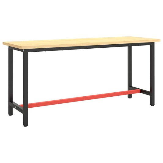 vidaXL Work Bench Frame Matte Black and Matte Red 170x50x79 cm Metal