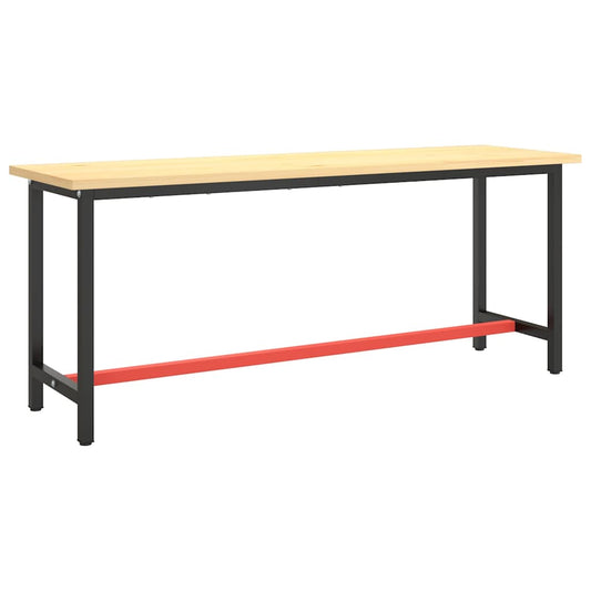 vidaXL Work Bench Frame Matte Black and Matte Red 190x50x79 cm Metal