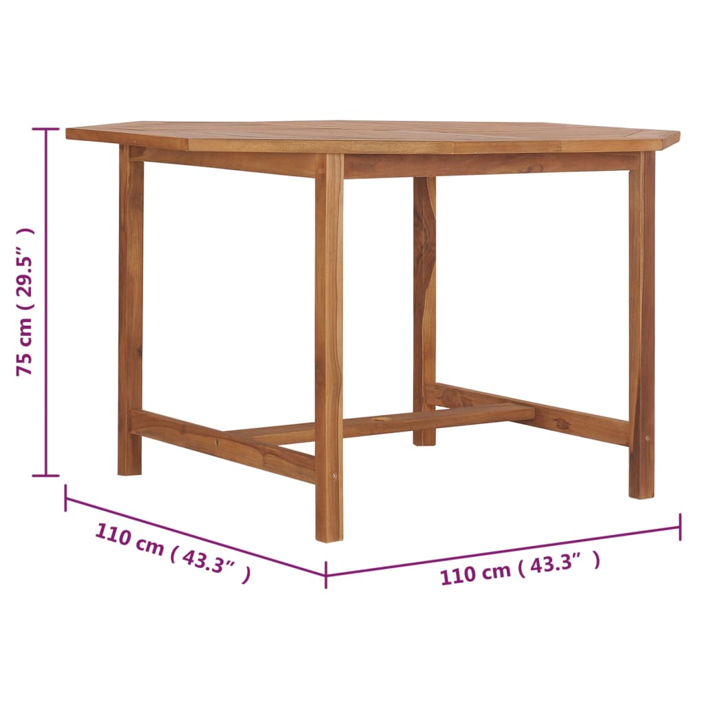 vidaXL Garden Dining Table | Warm brown | Solid Teak Wood | 110 x 110 x 75 cm