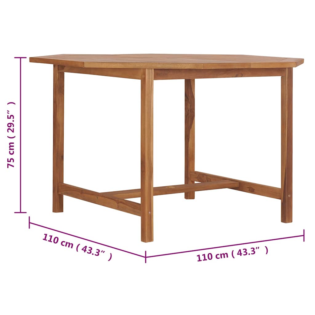 vidaXL Garden Dining Table 110x110x75 cm Solid Wood Teak